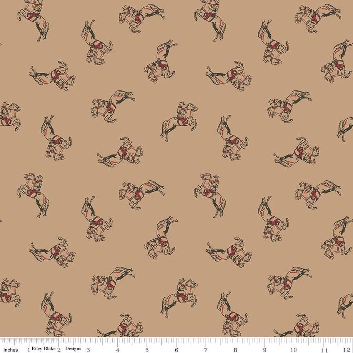 Image of the Cowboys Cowboy Tea Dye quilting cotton fabric by Echo Park Paper Co for Riley Blake Designs. Features cowboys riding on horseback on a beige brown background.
Cute Little Fabric Shop