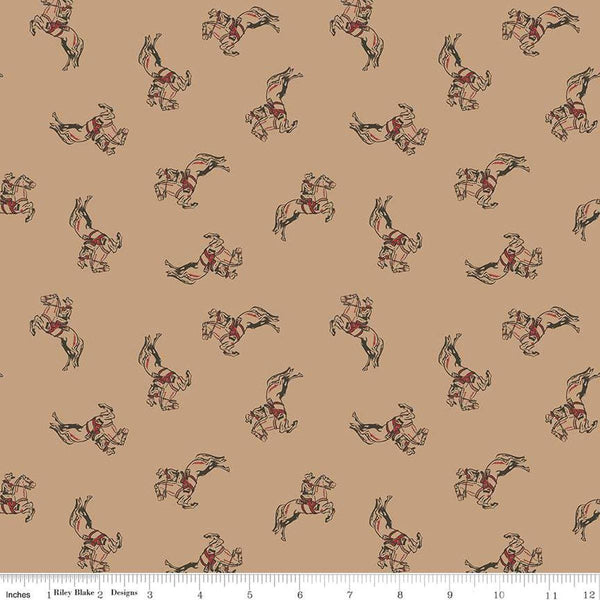 Image of the Cowboys Cowboy Tea Dye quilting cotton fabric by Echo Park Paper Co for Riley Blake Designs. Features cowboys riding on horseback on a beige brown background.
Cute Little Fabric Shop