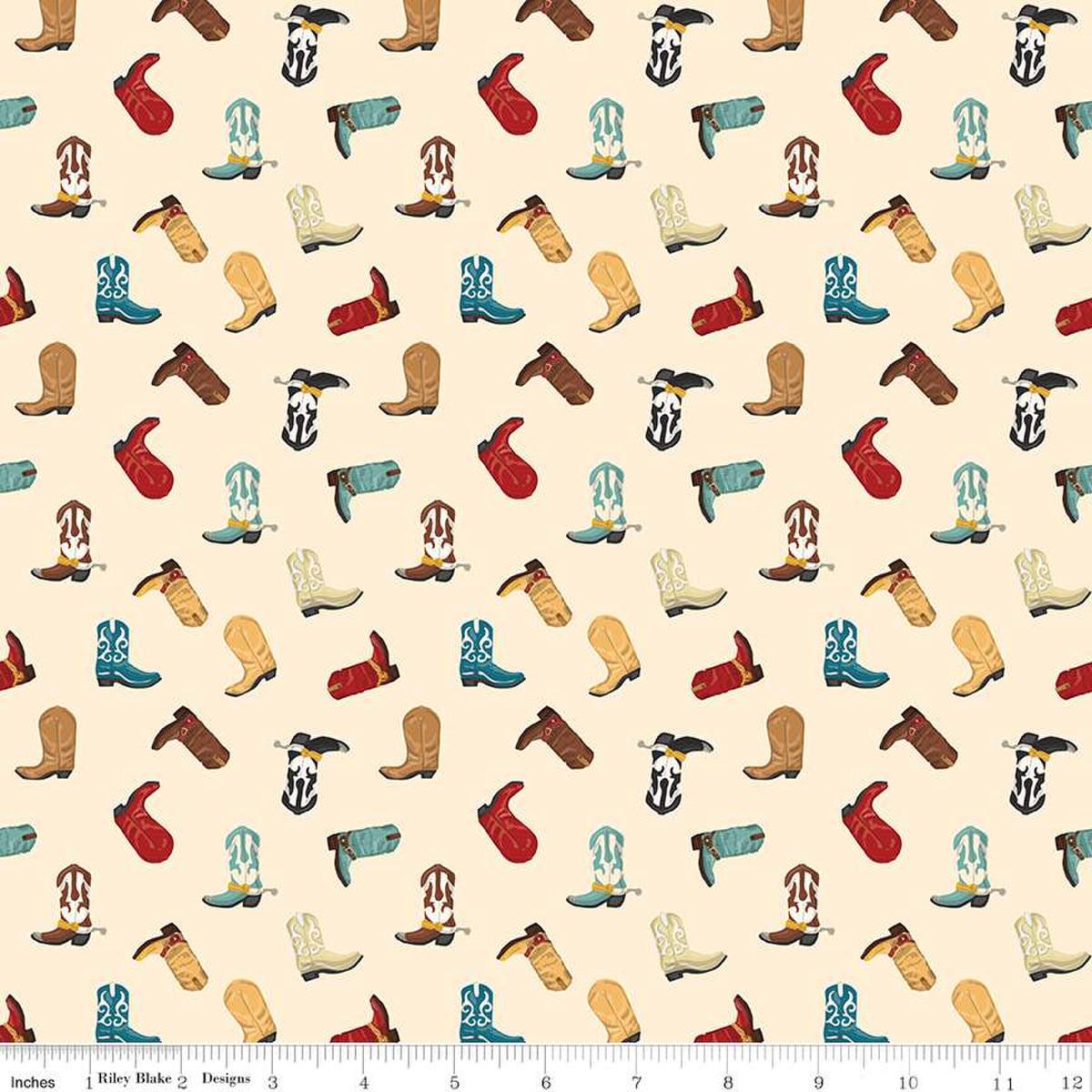 Image of the Cowboys Boots Cream quilting cotton fabric by Echo Park Paper Co for Riley Blake Designs. Features cowboy boots on a cream background.
Cute Little Fabric Shop