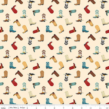 Image of the Cowboys Boots Cream quilting cotton fabric by Echo Park Paper Co for Riley Blake Designs. Features cowboy boots on a cream background.
Cute Little Fabric Shop