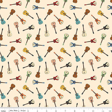Image of the Cowboys Guitars Cream quilting cotton fabric by Echo Park Paper Co for Riley Blake Designs. Features tossed guitars on a cream background.
Cute Little Fabric Shop
