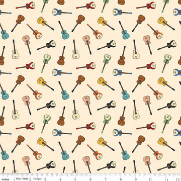 Image of the Cowboys Guitars Cream quilting cotton fabric by Echo Park Paper Co for Riley Blake Designs. Features tossed guitars on a cream background.
Cute Little Fabric Shop