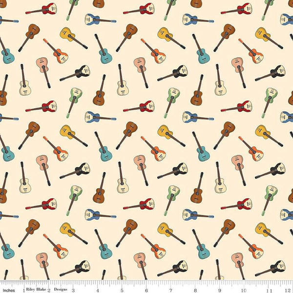 Image of the Cowboys Guitars Cream quilting cotton fabric by Echo Park Paper Co for Riley Blake Designs. Features tossed guitars on a cream background.
Cute Little Fabric Shop