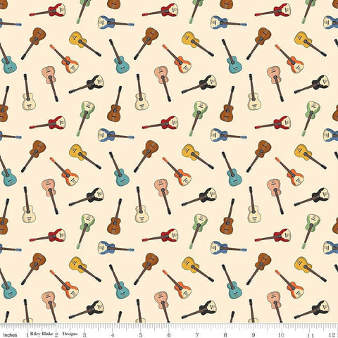 Image of the Cowboys Guitars Cream quilting cotton fabric by Echo Park Paper Co for Riley Blake Designs. Features tossed guitars on a cream background.
Cute Little Fabric Shop