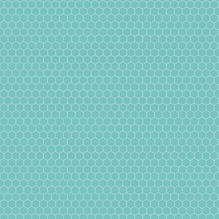 Image of the Farm Girl Vintage Companion Honeycomb Cottage quilting cotton fabric by Lori Holt for Riley Blake Designs. Features a hexagon pattern with aqua fabric. 
Cute Little Fabric Shop
