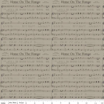 Image of the Cowboys Music Khaki quilting cotton fabric by Echo Park Paper Co for Riley Blake Designs. Features the sheet music for Home on the Range on a tan gray background.
Cute Little Fabric Shop