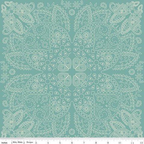 Image of the Cowboys Bandana Teal quilting cotton fabric by Echo Park Paper Co for Riley Blake Designs. Features a paisley bandana pattern on a teal blue background.
Cute Little Fabric Shop