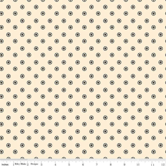 Image of the Cowboys Circle Stars Cream quilting cotton fabric by Echo Park Paper Co for Riley Blake Designs. Features circles with stars in the center on a cream white background.
Cute Little Fabric Shop