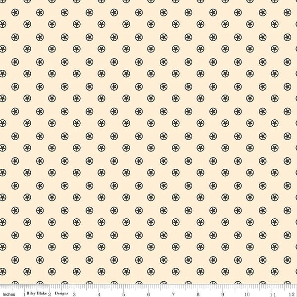 Image of the Cowboys Circle Stars Cream quilting cotton fabric by Echo Park Paper Co for Riley Blake Designs. Features circles with stars in the center on a cream white background.
Cute Little Fabric Shop