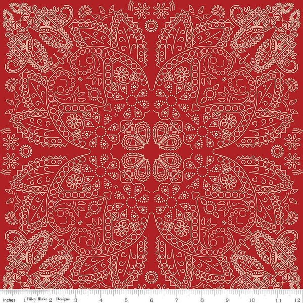 Image of the Cowboys Bandana Barn Red quilting cotton fabric by Echo Park Paper Co for Riley Blake Designs. Features a paisley bandana pattern on a barn red background.
Cute Little Fabric Shop