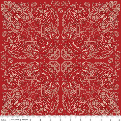 Image of the Cowboys Bandana Barn Red quilting cotton fabric by Echo Park Paper Co for Riley Blake Designs. Features a paisley bandana pattern on a barn red background.
Cute Little Fabric Shop