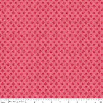 Image of the Granny Chic Needlepoint Pink quilting cotton fabric by Lori Holt for Riley Blake Designs. Features a small scale needlepoint flower pattern on a pink background. 
Cute Little Fabric Shop