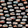 SALE On The Road Again RV's 30740 Black J - QT Fabrics - Campers Motorhomes Camping Travel - Quilting Cotton Fabric