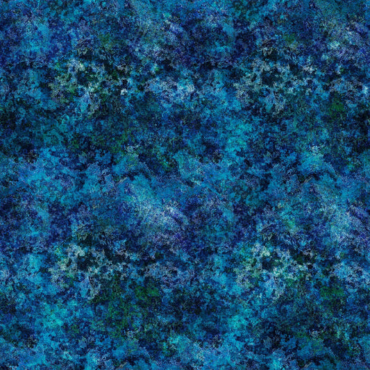 SALE On The Road Again Granite Texture 30743 Ocean B - QT Fabrics - Tonal Textured Rock - Quilting Cotton Fabric
