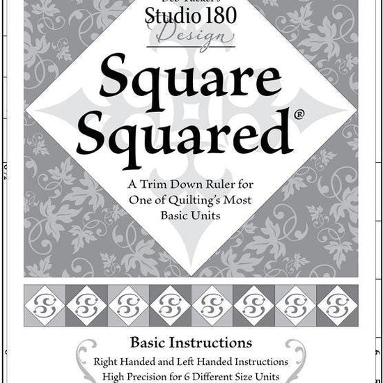 Image of the Square Squared plastic ruler by Deb Tucker for QT Fabrics. Features a plastic ruler with black ruler markings. 
Cute Little Fabric Shop