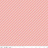 Image of the Between the Pages Stripes Coral quilting cotton fabric by Fran Gulick for Riley Blake Designs. Features diagonal small stripes on a light pink background. 
Cute Little Fabric Shop