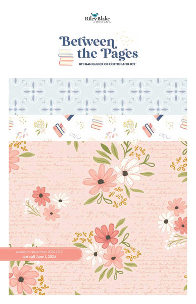 Image of the Between the Pages Storyboard by Fran Gulick for Riley Blake Designs. Features flower and book themed fabrics. 
Cute Little Fabric Shop