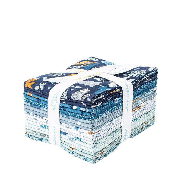 Image of the Twilight Creatures Fat Quarter Bundle by Natàlia Juan Abelló for Riley Blake Designs. Features forest animals on various blue backgrounds.
Cute Little Fabric Shop