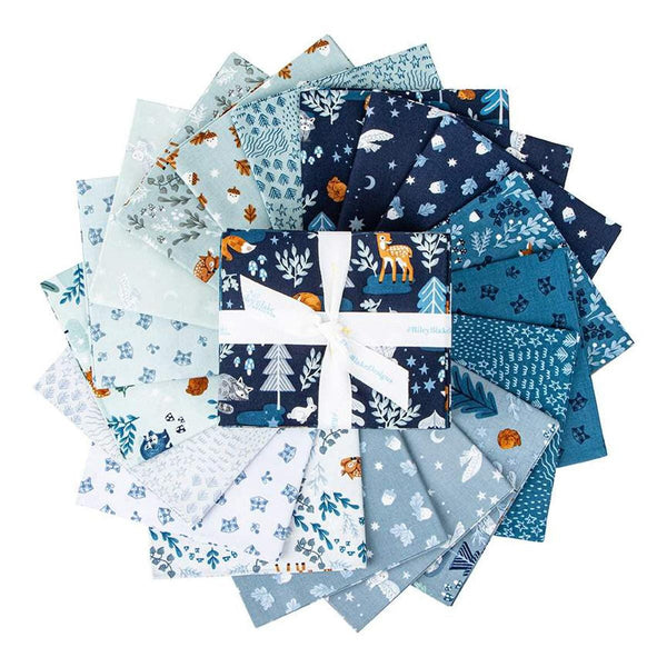 Image of the Twilight Creatures Fat Quarter Bundle by Natàlia Juan Abelló for Riley Blake Designs. Features forest animals on various blue backgrounds.
Cute Little Fabric Shop