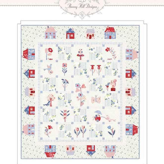 Image of the Central Park Quilt Pattern by Anne Sutton for Moda Fabrics. Features flowers and houses on a cream background. 
Cute Little Fabric Shop