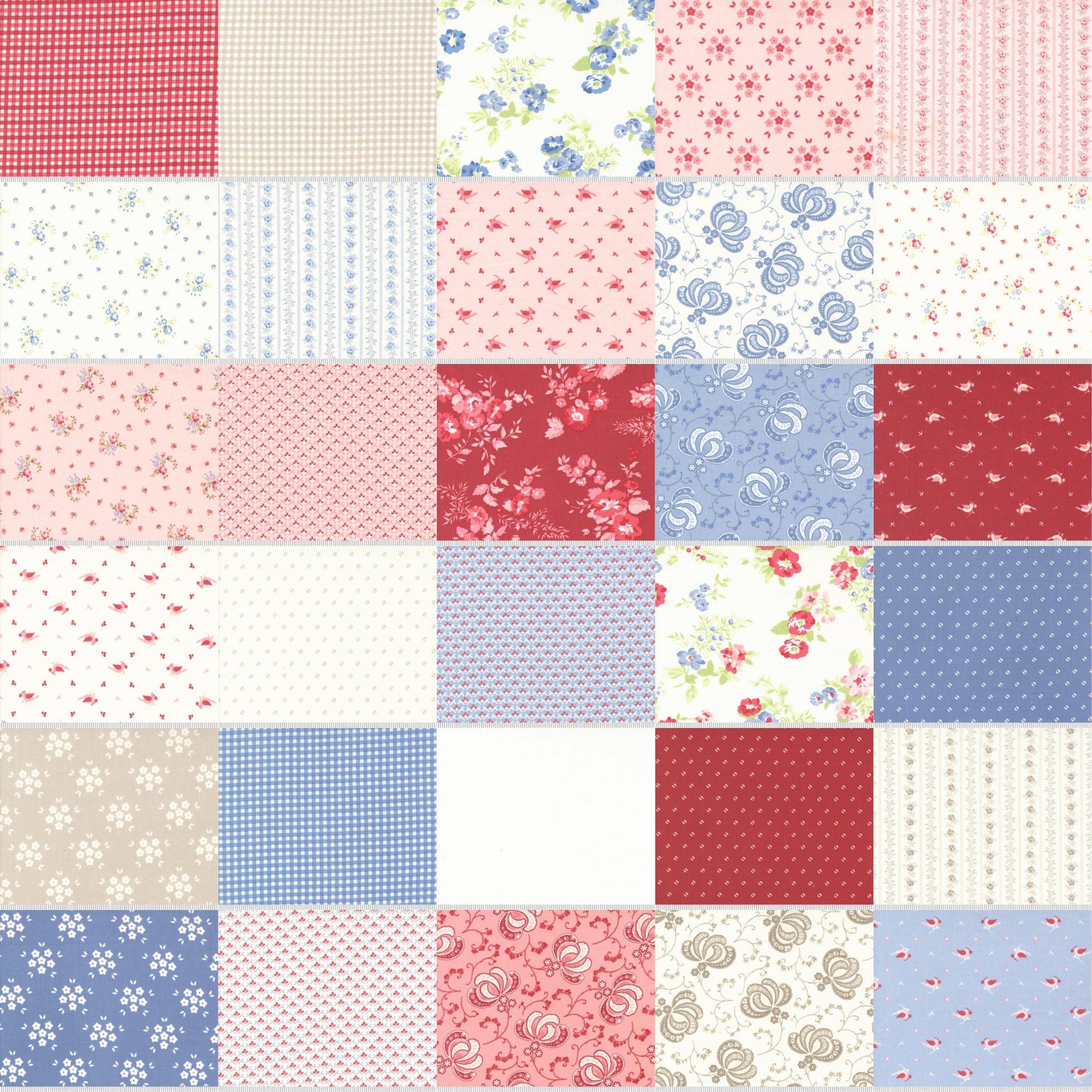 Image of the Hollyhocks and Roses 31 piece fat quarter bundle. Features a collage of the included fabrics.
Cute Little Fabric Shop