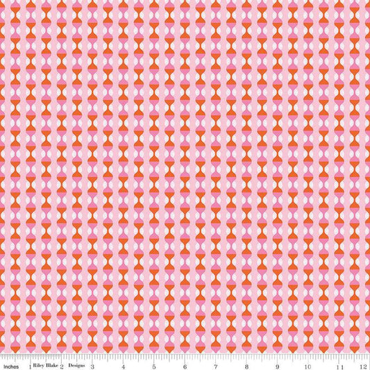 Image of the Celebrate Ogee Pink quilting cotton fabric by Sue Daley for Riley Blake Designs. Features an ogee stripe on a bright pink background
Cute Little Fabric Shop