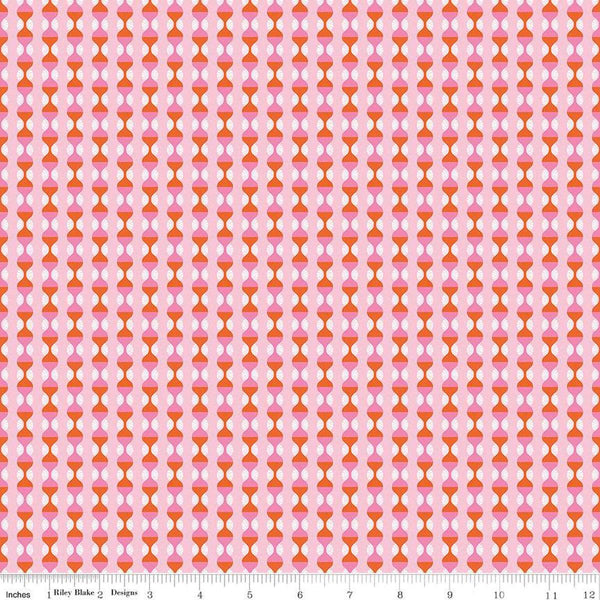 Image of the Celebrate Ogee Pink quilting cotton fabric by Sue Daley for Riley Blake Designs. Features an ogee stripe on a bright pink background
Cute Little Fabric Shop