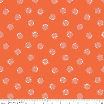 Image of the Celebrate Circles Orange quilting cotton fabric by Sue Daley for Riley Blake Designs. Features scattered crosshatch dots on a bright orange background
Cute Little Fabric Shop