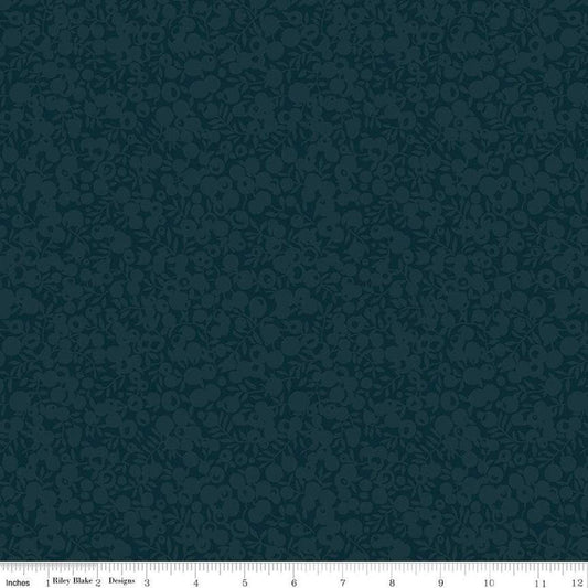 The Wiltshire Shadow Collection 01666551A Navy Blue - Riley Blake - Tonal Leaves Berries  - Liberty Fabrics - Quilting Cotton Fabric