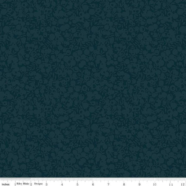 The Wiltshire Shadow Collection 01666551A Navy Blue - Riley Blake - Tonal Leaves Berries  - Liberty Fabrics - Quilting Cotton Fabric