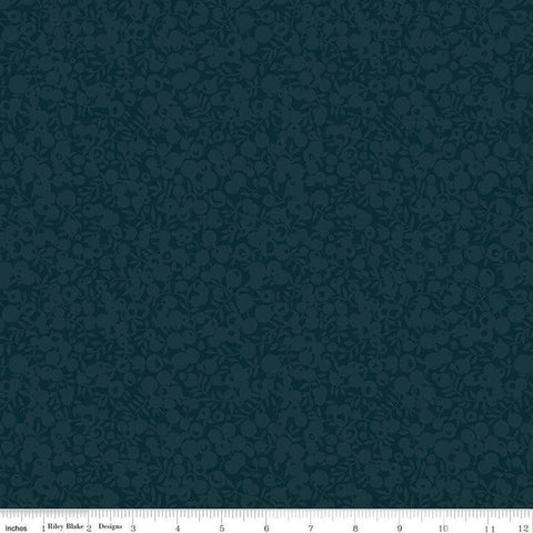 The Wiltshire Shadow Collection 01666551A Navy Blue - Riley Blake - Tonal Leaves Berries  - Liberty Fabrics - Quilting Cotton Fabric