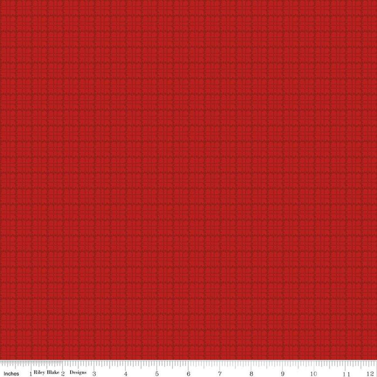 Image of the Stitchers Flannel Plaid Red flannel fabric by Vicki McCarty for Riley Blake Designs. Features a small plaid patterns on a red  background.
Cute Little Fabric Shop