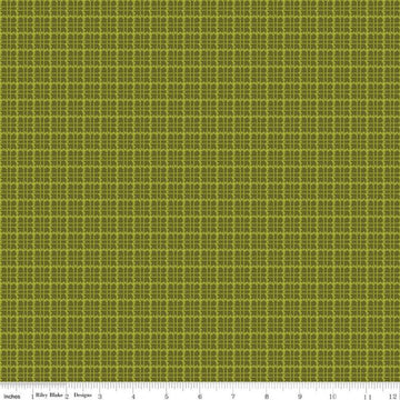 Image of the Stitchers Flannel Plaid Green flannel fabric by Vicki McCarty for Riley Blake Designs. Features a small plaid patterns on a green background.
Cute Little Fabric Shop