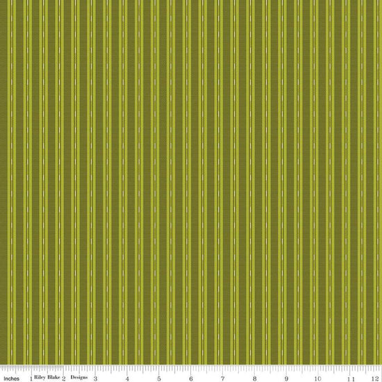 Image of the Stitchers Flannel Ticking Green flannel fabric by Vicki McCarty for Riley Blake Designs. Features small ticking stripes on a green background.
Cute Little Fabric Shop