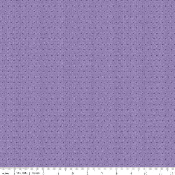 Image of the Stitchers Flannel Dots Purple flannel fabric by Vicki McCarty for Riley Blake Designs. Features small dots on a purple background.
Cute Little Fabric Shop