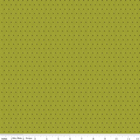 Image of the Stitchers Flannel Dots Olive flannel fabric by Vicki McCarty for Riley Blake Designs. Features small dots on a green yellow background.
Cute Little Fabric Shop