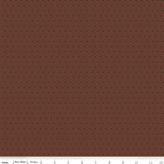 Image of the Stitchers Flannel Dots Chocolate flannel fabric by Vicki McCarty for Riley Blake Designs. Features small dots on a brown background.
Cute Little Fabric Shop