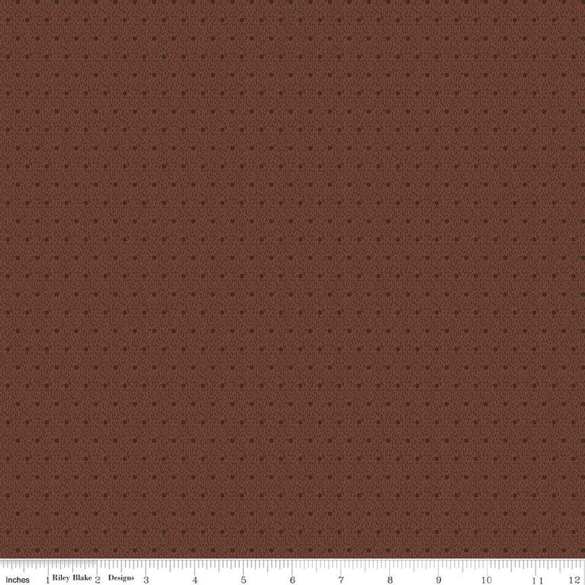 Image of the Stitchers Flannel Dots Chocolate flannel fabric by Vicki McCarty for Riley Blake Designs. Features small dots on a brown background.
Cute Little Fabric Shop