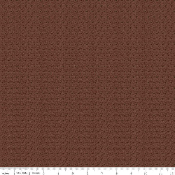 Image of the Stitchers Flannel Dots Chocolate flannel fabric by Vicki McCarty for Riley Blake Designs. Features small dots on a brown background.
Cute Little Fabric Shop