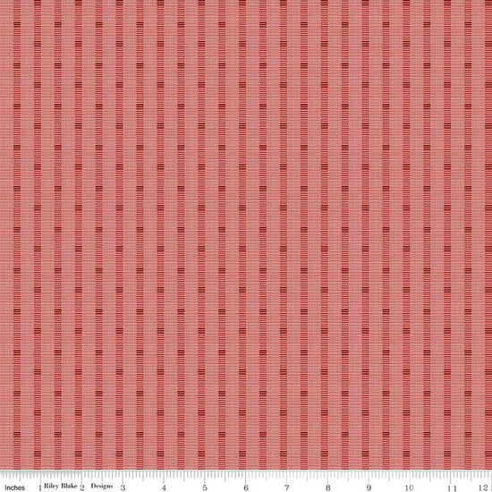 Image of the Stitchers Flannel Railroad Stripe Red flannel fabric by Vicki McCarty for Riley Blake Designs. Features a textured stripe on a red background.
Cute Little Fabric Shop