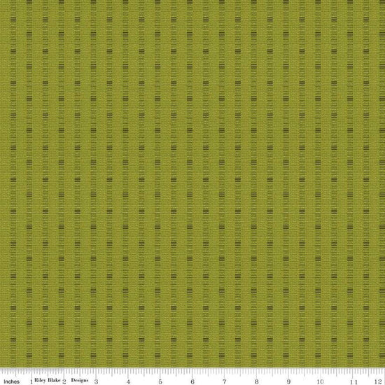 Image of the Stitchers Flannel Railroad Stripe Green flannel fabric by Vicki McCarty for Riley Blake Designs. Features a textured stripe on a green background.
Cute Little Fabric Shop