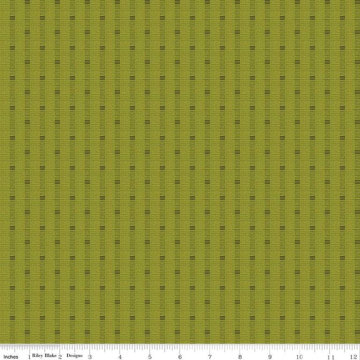 Image of the Stitchers Flannel Railroad Stripe Green flannel fabric by Vicki McCarty for Riley Blake Designs. Features a textured stripe on a green background.
Cute Little Fabric Shop
