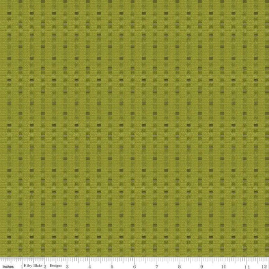 Image of the Stitchers Flannel Railroad Stripe Green flannel fabric by Vicki McCarty for Riley Blake Designs. Features a textured stripe on a green background.
Cute Little Fabric Shop