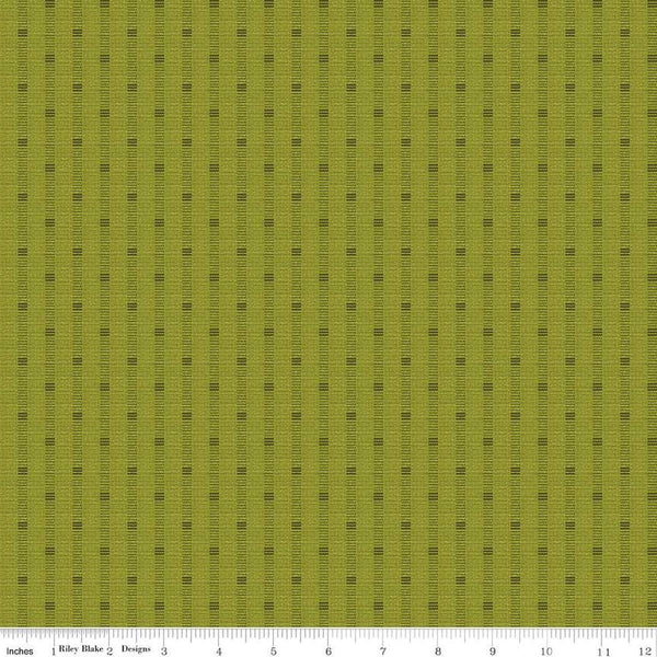 Image of the Stitchers Flannel Railroad Stripe Green flannel fabric by Vicki McCarty for Riley Blake Designs. Features a textured stripe on a green background.
Cute Little Fabric Shop