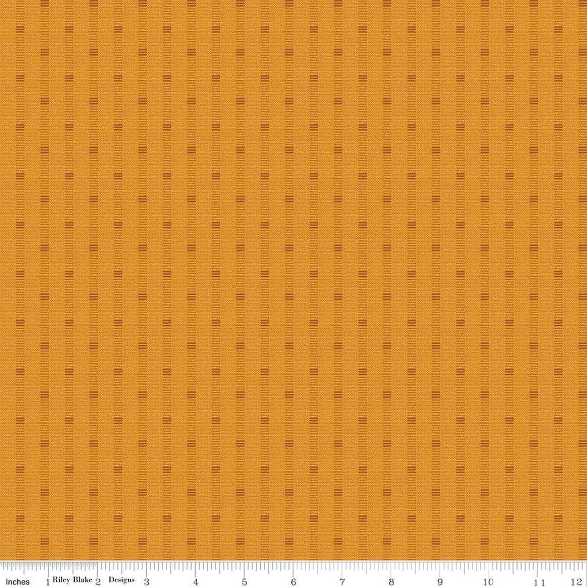 Image of the Stitchers Flannel Railroad Stripe Gold flannel fabric by Vicki McCarty for Riley Blake Designs. Features a textured stripe on a gold orange background.
Cute Little Fabric Shop