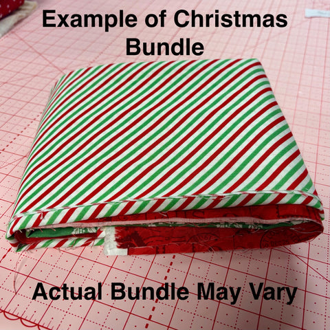 Image of a christmas themed mystery bundle using quilting cotton fabric by Riley Blake Designs. Features a christmas bundle. 
Cute Little Fabric Shop