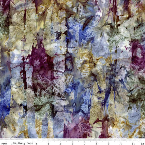 Image of the Expressions Batiks Express Yourself! Abstract Vineyard quilting cotton fabric by Riley Blake Designs. Features an abstract pattern on a multicolored background. 
Cute Little Fabric Shop