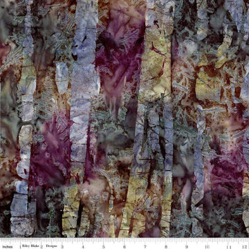 Image of the Expressions Batiks Express Yourself! Abstract Plum Dressing quilting cotton fabric by Riley Blake Designs. Features an abstract pattern on a multicolored background. 
Cute Little Fabric Shop