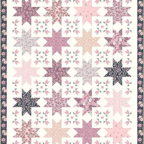 Image of the Cordelia Quilt Boxed Kit by Cayla Naylor by Riley Blake Designs. Features stars on a cream background. 
Cute Little Fabric Shop
