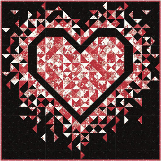 Image of the Mini Exploding Heart quilting cotton fabric by Slice of Pi Quilts for Riley Blake Designs. Features a heart pattern on a black pattern.
Cute Little Fabric Shop